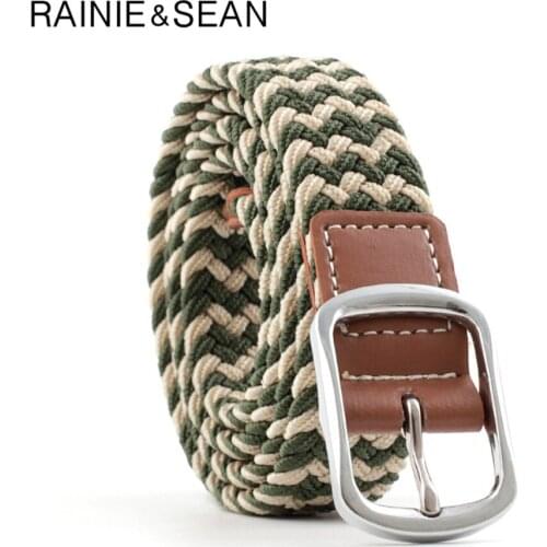 RAINIE SEAN Canvas Belt Women Green Knitted Waist Belt Casual Ladies Braided Belt Female High Quality Women Fashion 2021 New