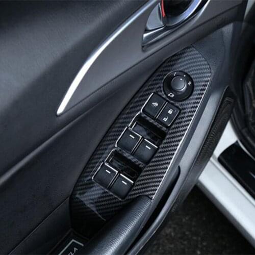 Adhesive Window Switch Sticker Lift 85mm For MAZDA 3 Axela 2017 Carbon Frame Fiber