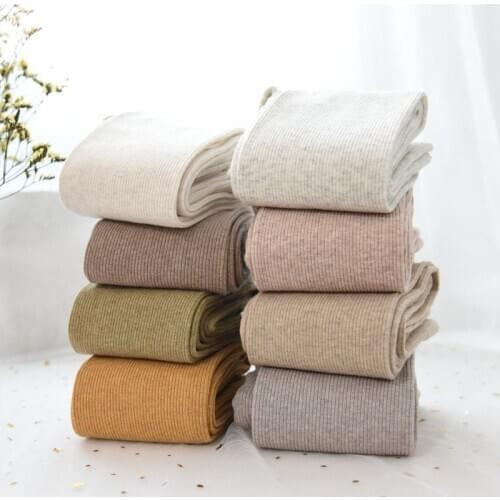 2021 Autumn Thick Warm Pantyhose Winter Women Knitted Sriped Bright Color Tights Slim Sexy Little Fleece Tights for Girls