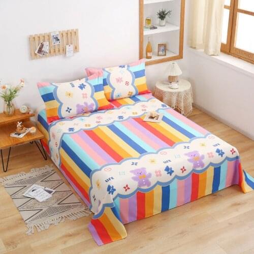 3pcs Set Soft Brushed Thicken Bedsheet All-season Student Dormitory Bed Sheet King Queen Size Flat Sheet with 2pcs Pillowcase