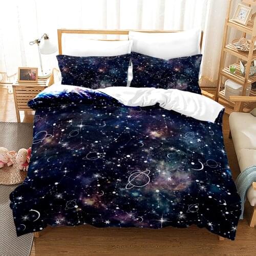 Space Galaxy Bedding Set Bedspread Single Twin Full Queen King Size Sky Stars Planet Duvet Cover Set Childrens Kid Quilt Cover