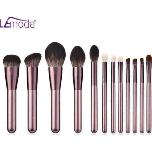 Lemoda 12Pcs Grape Purple Makeup Brushes Set Powder Foundation Eyeshadow Eyebrow Blush Blending Women Beauty Cosmetic Tools Kits