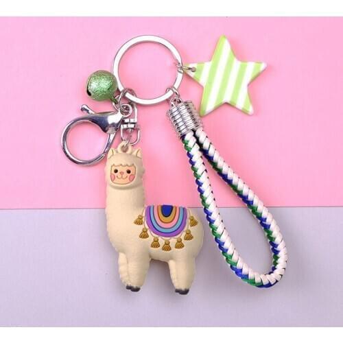 Cute Alpaca Keychain Korean Fashion Star Pendant Creative Cartoon Epoxy Alpaca Keychains For Women Bag Gifts Jewelry Fashion