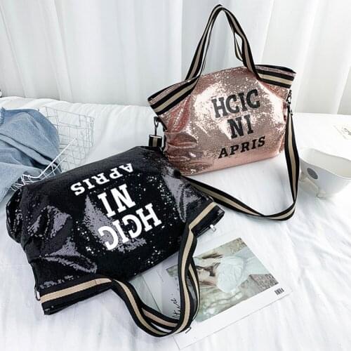 Fashion Letter Exquisite Handbag Sequins Crossbody Shopping Bag Large Capacity Top-Handle Bag for Women Glitter Shoulder Handbag