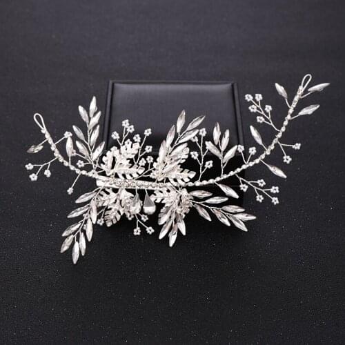 Trendy Rhinestone Crystal Wedding Hair Pins Hair Accessories for Bridal Headpiece Silver Color Headband tiara Women Hair Jewelry
