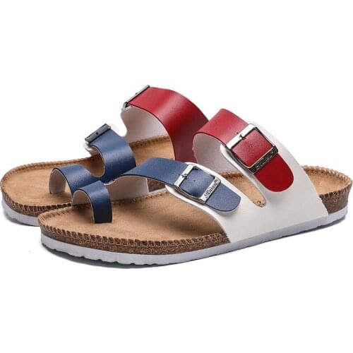 2021 Summer Sandy Beach Cork Sandals Men Fashionable Non-slip Flip Flops Couples Fashion Outdoor Leather Slippers Men