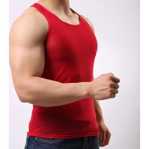Mans Solid color seamless underwear clothing close-fitting vest comfortable mesh undershirt