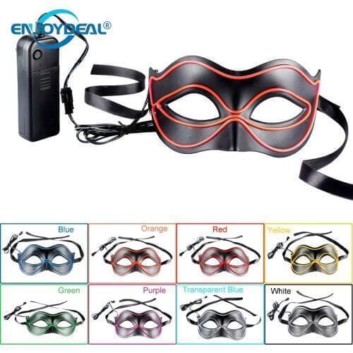 NEW Fashion EL Wire LED Light Up Glow Eyewear Mask Princess Halloween Costume Party DJ dance Carnival Masks For Romantic date