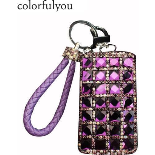 New women PU diamond Car Key Bag zipper Storage Organization Key Holder Hanging Key Wallet Holders Purse Accessories Keys Case
