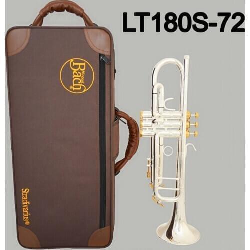 New MFC Bb Trumpet LT180S-72 Silver Plated Gold Keys Music Instruments Profesional Trumpets Student Included Case Mouthpiece