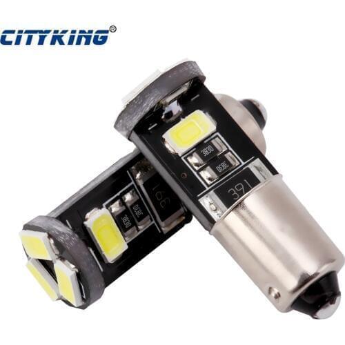 Wholesale 2pcs/Lot Canbus ba9s led 5smd 5730 5630 LED car Light Canbus W5W t4w 194 SMD Error Free White Light Bulbs