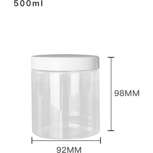 Wholesales Empty 500ml Plastic Cream Jar Black White Clear Aluminum Lid Hair Mask Jar Refillable Plastic Container 20pcs/lot