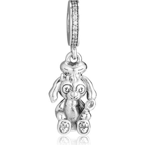 Big Ears Bunny Flpating Pendants for Charms Bracelets Silver 925 Jewelry DIY Silver Charms for Jewelry Making Pave CZ Crystal
