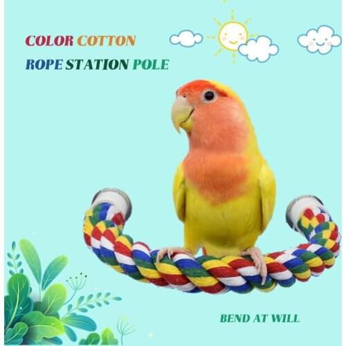 Parrot Stand Long Platform For Parrots Lovebird Pigeon Color Cotton Rope Frame For Birds U-shaped Frame Rod Bird Cage Supplies