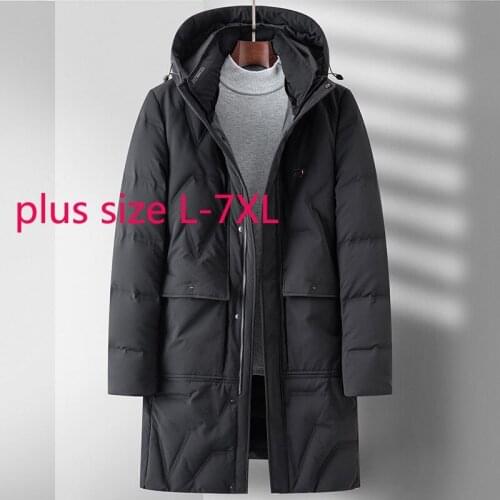 New Arrival Fashion Super Large Winter Men Long Stand Collar Hooded Down Jacket White Duck Down Thick Coat Plus Size L-5XL6XL7XL
