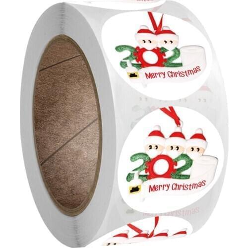 2020 New Christmas Stickers 100-500pcs Christmas Tags/Happy Holidays with 6 snowmen Sticker label