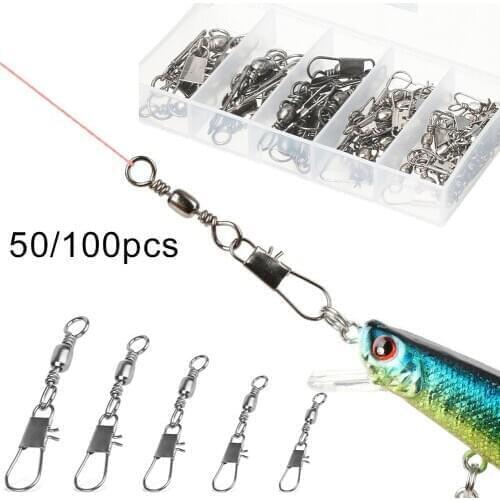 Swivels Interlock Snap Fishing Lure Tackles Gear Accessories Connector Copper Swivels Pin Bearing Rolling Solid Fish Tool