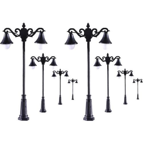 Garden Lamp Post Miniature Street Light Double Heads 12V Scale 1:100-1:150 Model Railway Train Architecture Building Landscape