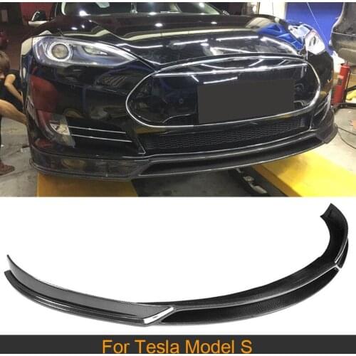 Front Bumper Lip Spoiler Diffuser for Tesla Model S Sedan 4 Door 2012 - 2015 Carbon Fiber Car Styling