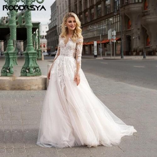 Long Sleeve Boho Wedding Dresses V neck Ivory Lace Appliques Beach Bridal Gowns Bohemian Wedding Dresses vestido de noiva