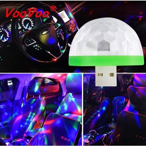 VooVoo LED Car USB Atmosphere Light DJ RGB Mini Colorful Stage Music Sound Control Lamp Magic Ball Lamp for USB-C Phone Surface