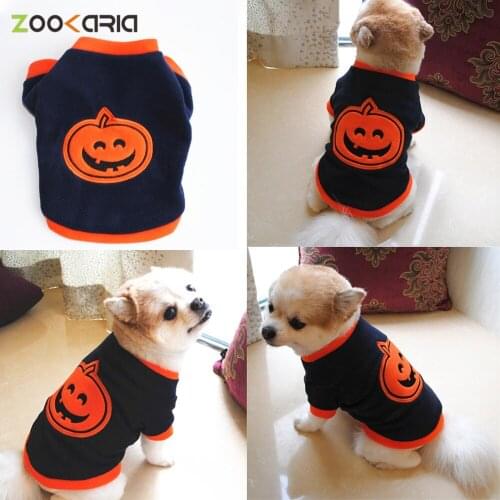 Dark Blue Pet Spring Autumn Cats Dogs Warm Sweater Fleece Halloween Pumpkin Creative Puppy Clothes Pet Holiday Dress Up Gifts