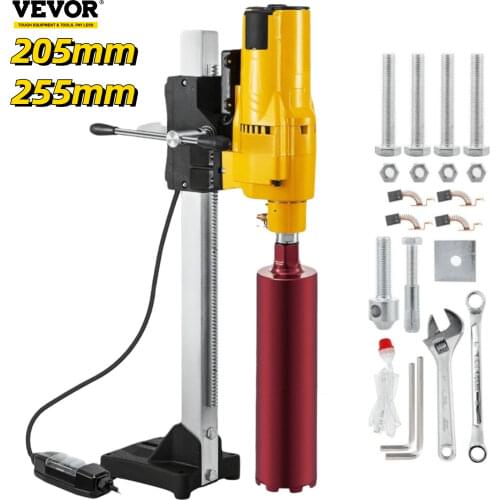 VEVOR 205mm 255mm/8in 10in Diamond Core Drill Rig 3980W 4450W Wet Dry Stand Concrete Drilling Machine Installing Pipes Railings