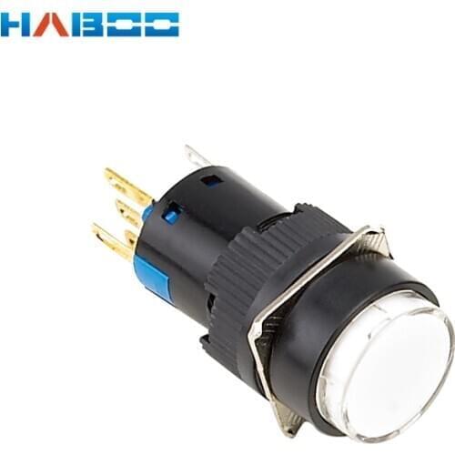 High quality 16mm illuminated round head push button switch with LED light 1NO1NC