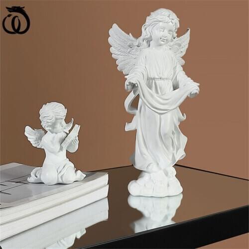 WU CHEN LONG Nordic Abstract Streamer Angel Art Sculpture Lucky Cupid Figure Figurine Creative Resin Craft Home Decoration R6028