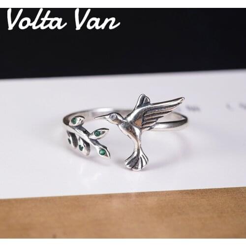 Volta Van Women Rings 925 Sterling Silver Zircon Fine Jewelry 2021 New Hummingbird Trendy Elegant Concise Opening Design Rings