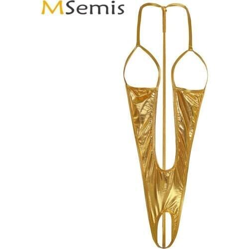 Women Shiny Patent Leather Lingerie Wetlook Open Bust Crotchless Bodysuit Sexy Nightwear Femme Porno Open Crotch Leotard Catsuit