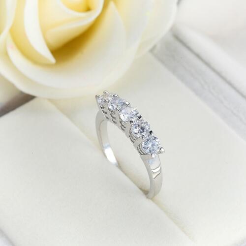 New Plata color Wedding Ring Rose Gold Color CZ Zircon Vintage Engagement simple Rings for Women Jewelry bagues pour femme