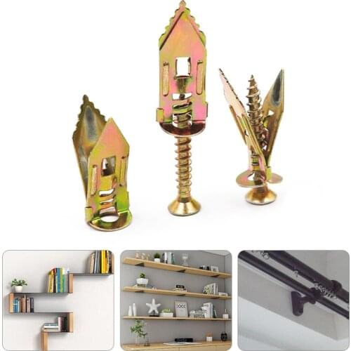 1/10pcs Self-Drilling Anchors Screws Set Percussion Type Expansion Gypsum Board Safety Nail-in Anchor With Screw Home Tool