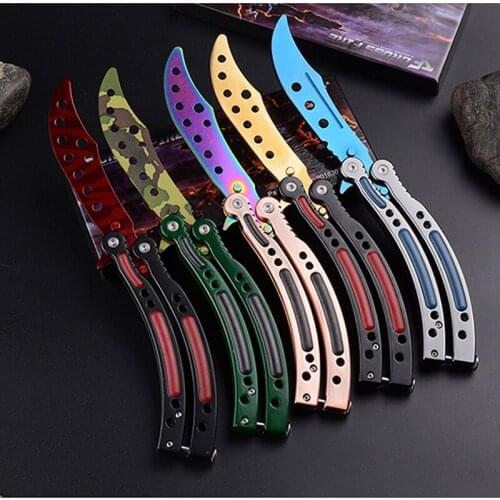 1pcs 24cm New Design Metal Butterfly Knife Cosplay Accessory Stainless Steel No Edge Dagger Collectible Model Gift for Adult