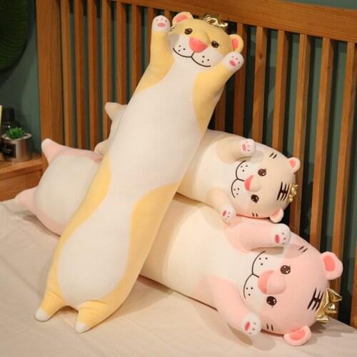 1PC 65-120cm Lovely Lying Tiger Plush Toy Stuffed Animal Doll Huge Girlfriend Sleeping Pillow Baby Kids Birthday Gift