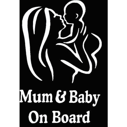 1pc Mum and Baby on Board Car Safety Warining Stickers Creative Figure Window Decal Styling Reflective Waterproof Paster 12*18cm