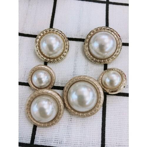 10pcs/lot Gold Pearl Buttons Plastic Shank for Garment Clothing Accessories Fit Sewing Scrapbooking Garment DIY Decoration