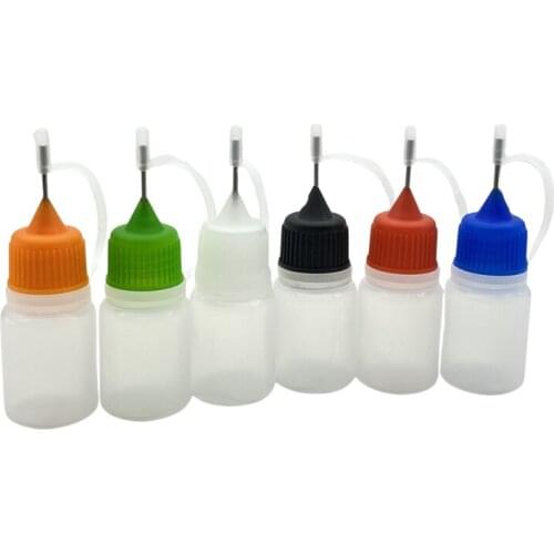 10pcs 5ml Refillable E-liquid Plastic Dropper Bottles With Metal Needle Empty Liquid Jar