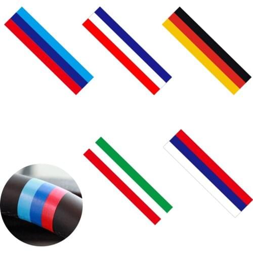 DIY Universal 2pcs Car Body Steering Wheel Air Vent Door Handle Armrest Strip Sticker For BMW Germany Russia French Italy Color