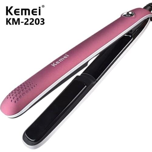 Kemei Portable 2 in 1 Hair Straightener Iron Ceramic Coating Flat Irons Fast Heating Chapinha Hair Iron Curler Styling Tool