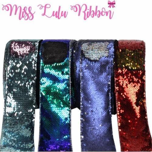 3"75mm Double Color Reversible Sequin Ribbon Red with Gold Hair Band Making DIY Christmas&New Year Gift Bowknots 25yards/roll