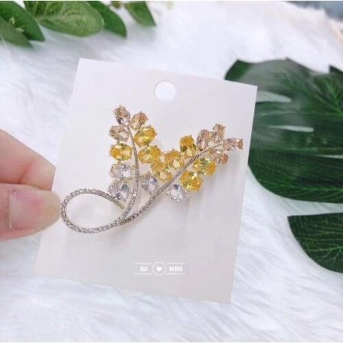 Free Shipping Gradation Oval CZ Brooch Pin Elegant Flower Cubic Zircon Brooches For Women Wedding Dress Coat Accessories Jewelry