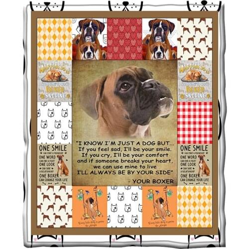 Flannel Blanket Boxer Dog Blanket Soft Plush Blanket for Sofa Bed Couch School Bedding Cozy Throw Blanket Home Decor