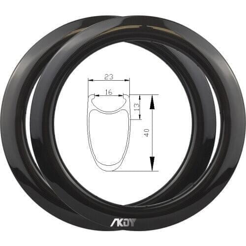 Carbon Wheels 17 Inch Rims 40mm Depth x 23mm Width Disc Brake Clincher 17" 369 Carbon Rim