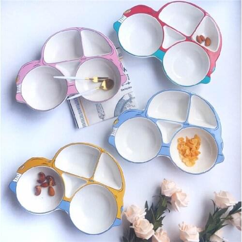 Creative Cartoon Rice Bowl Car Bowl Anti Falling Lovely Household Partition Baby Plate Bamboo Fiber Childrens Tableware Dishes