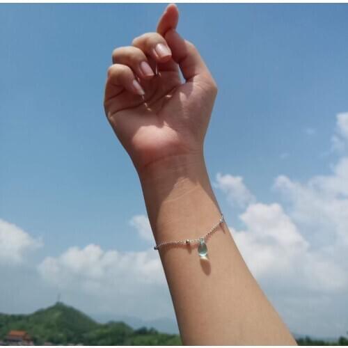 Sweet Artificial Blue Crystal Water Drop Silver Color Bracelet For Women Gift pulseira Jewelry