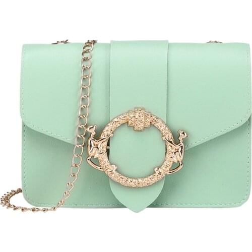 Fashion Girls Solid Messenger Bags New Female Woman Crossbody Bags Small Lock Shoulder Chain Designer Flap Purse Pu Leather