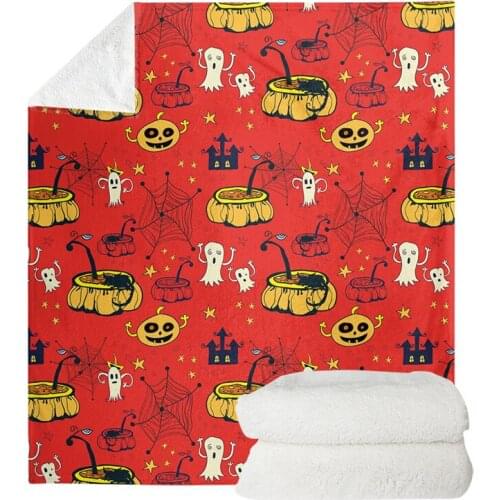 2021 New Cartoon Happy Halloween Design Blankets Cute Pumpkin Ghost Pattern Bedspreads for Kids Adult Comfortable Sofa Quilt
