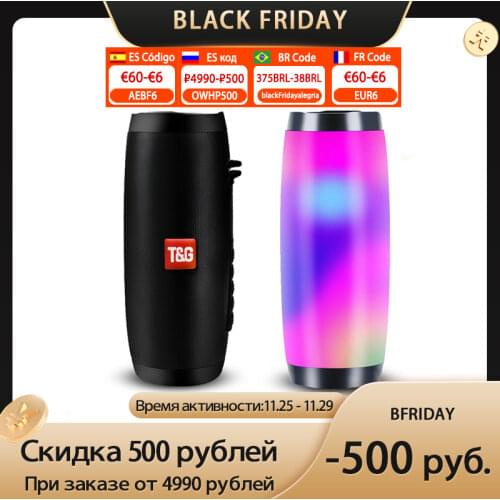 TG157 LED Light Portable Speakers Bluetooth Column Wireless Music Speaker HIFI TF FM Radio Strong BoomBox Outdoor Bass Stereo