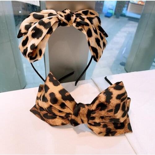 Leopard-print bow-knot hairband go out in autumn and winter sweet girls hair hoop